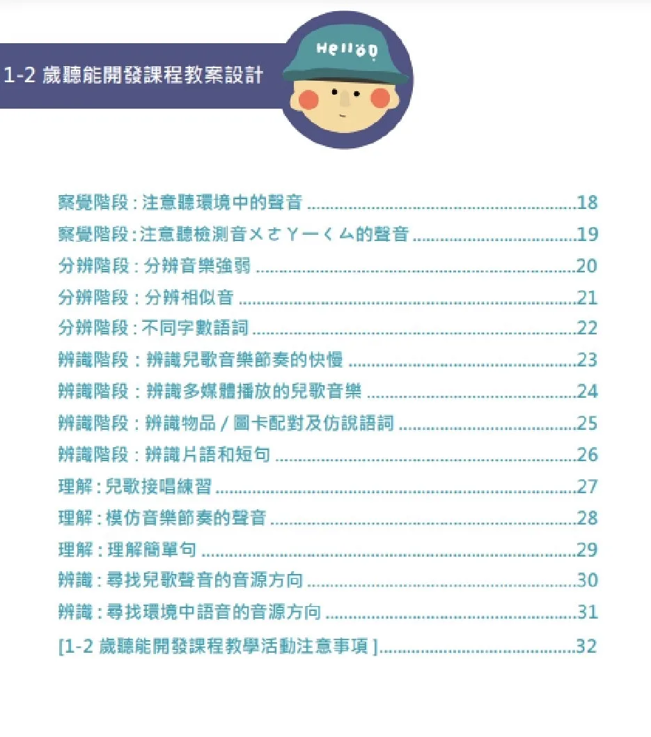 「0至3歲聽能開發課程」教學手冊內頁照片三