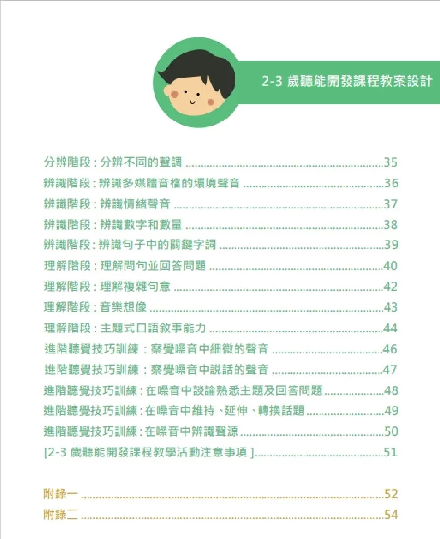「0至3歲聽能開發課程」教學手冊內頁照片四