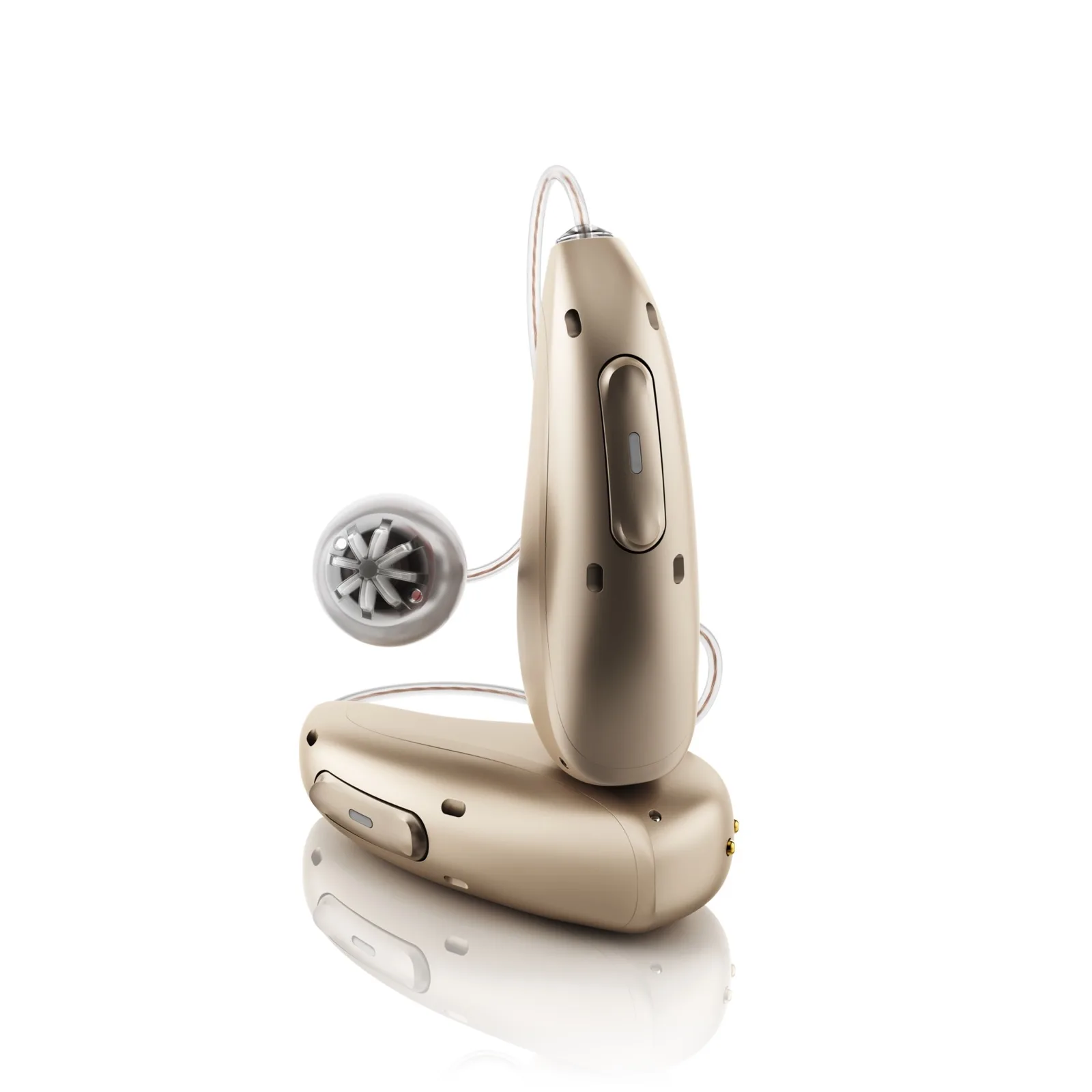 Phonak Audéo Infinio Ultra R 充電式迷你耳掛(RIC)助聽器,香檳金色機身