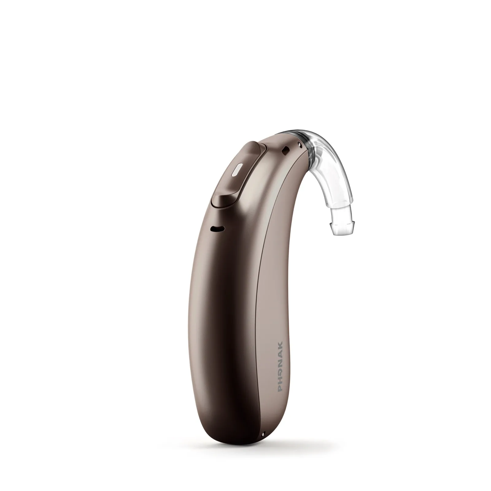 Phonak Naída Lumity 大功率耳掛型(BTE)助聽器,深棕色機身