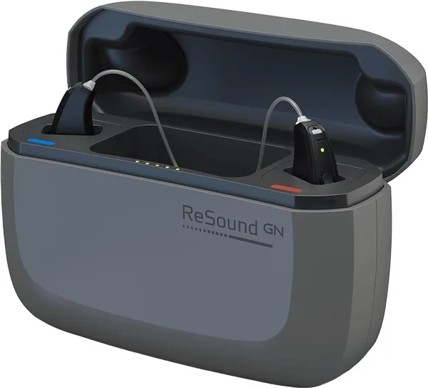 ReSound 迷你耳掛(RIE)助聽器與原廠充電盒